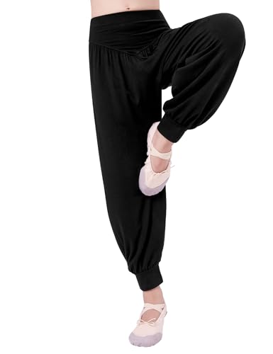 Phoeswan Haremshose für Kinder, lockere, lässige schwarze Baggy-Jogginghose, Hip-Hop-Tanzhose für Jungen und Mädchen, Schwarz, 12-13 Jahre