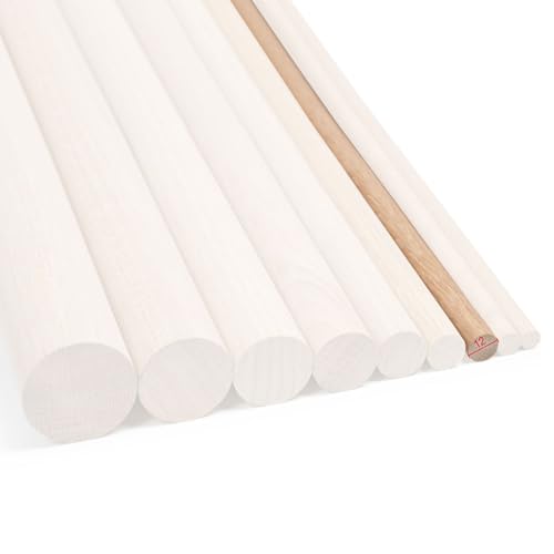 Rundstab Eiche 1m lang, Ø 8-40mm, Holzrundstäbe Rundholz Bastelholz Treppensprosse (Ø 12 mm)