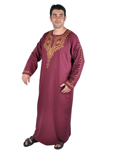 Egypt Bazar Moderner Herren-Kaftan, weinrot (5XL)