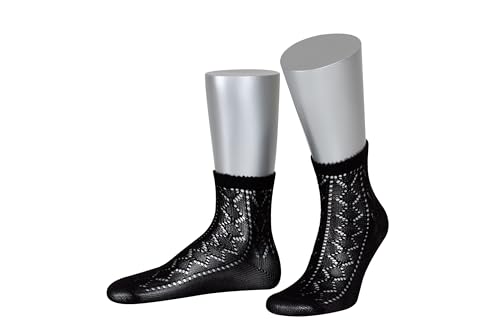 Lusana Ajoursöckchen mit Baumwolle L2630, Größe:40-42, Farbe:schwarz (01)