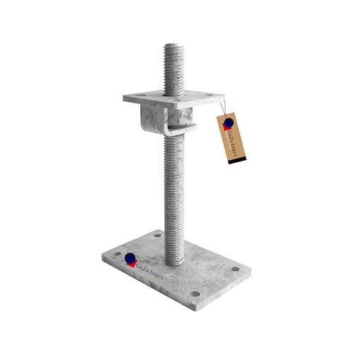 GeZu Impex® Pfostenträger Hans höhenverstellbar M30 x 500 mm, 100 x 100 mm Pfostenschuh Stützenfuß