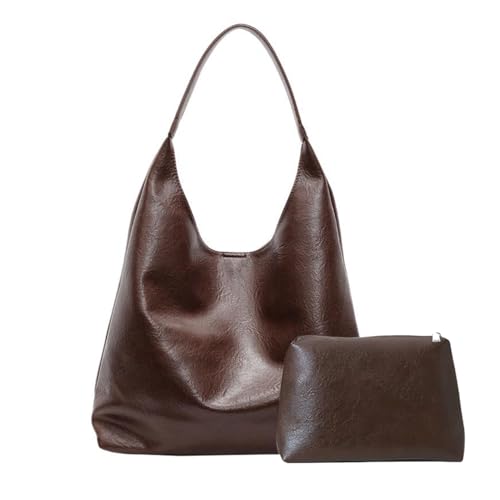 Handtasche Damen Weiche Leder Slouchy Tote Bag Shopper Tasche, Groß Hobo Tasche Umhängetasche Vintage Schultertasche Beuteltasche Tragetasche mit klein Geldbörse ür Arbeit & Reisen Shopping