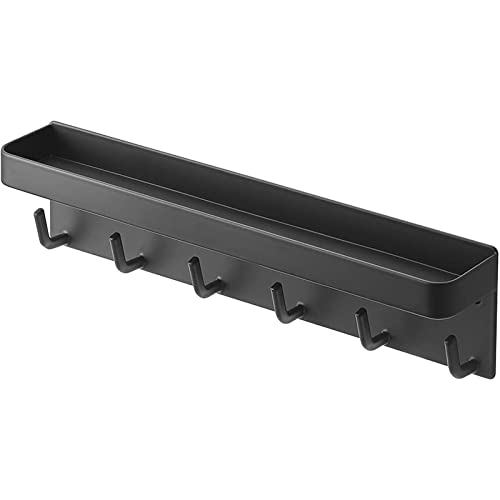 Schlüsselhalter für Wandhalterung und Kleber, 6 Schlüsselhaken mit Regal, Metall Post Organizer mit Schlüsselhaken, dekoratives Hey Rack mit Tablett, Sonnenbrillenhalter, Wand für Tür, Eingang, Flur