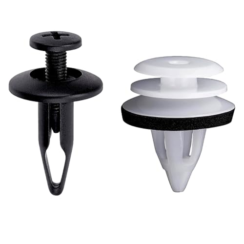 DZMZL Karosserie-Seitenwippen-Formteil, Halteschraube und Schwellerleisten-Clips, Set mit 20 weißen und schwarzen Nylon, passend für Jaguar XJ, XJR, X-Type