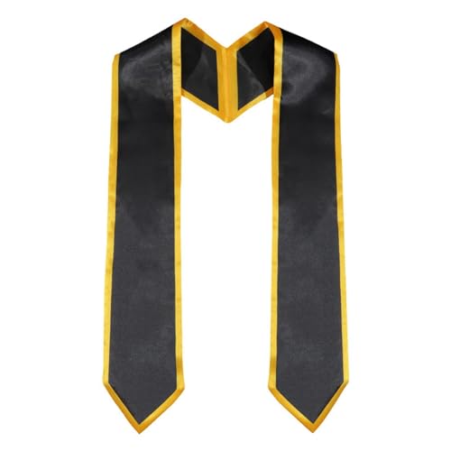 KAREN66 Abschluss Stola 2024 Personalisierbar Abschluss Stola mit Trim Unisex Erwachsene 170cm lang Abschlussstola für akademische Kirche Priester Chor Stola Graduierungsstola 2024 (Schwarz)