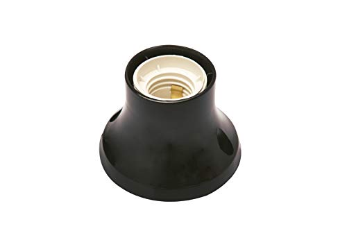 POLY POOL - PP0500.2X Wandlampenfassung E27 - Lampenfassung mit geradem Sockel - E27 Lampenfassung mit Federklemmen und Messingkontakten - Kunststofflampenfassung Made in Italy Schwarze Lampenfassung