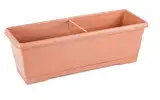 FairFox mittelgroßer Balkonkasten mit Untersetzer aus 100% Recycle-Plastik - Rohöl-Ersparnis: 0,6 L [Terracotta, 10 L]