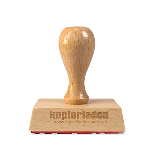Holzstempel 60 x 40mm mit Wunschtext und Logo personalisieren - Stempel mit eignem Design selbst gestalten - optional mit Stempelkissen und Tinte