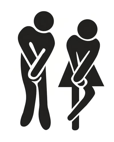 HSIXHAF 2 pcs Türaufkleber Wandaufkleber Sticker Toilet, Piktogrammschilder für Herren- und Damentoiletten, Toilette WC - Schwarz