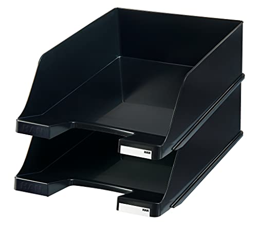 HAN 1047-13, Briefablage KLASSIK XXL, Extra hoch, Modern, Schick und Hochglänzend, 2er Packung, schwarz