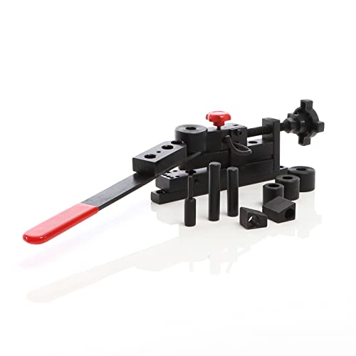 XPOtool Biegegerät universal 225 x 90 x 64 mm, für max. 2 x 30 mm, Biegemaschine für runde und flache Materialien, Formenbieger mit 4 Walzen, 2 Winkelstücken