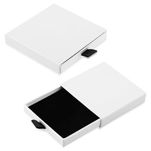 2 Stück Schmuck Geschenkbox Weiß Kleine Schmuckschatulle Armband Halskette Geschenkbox Ausziehbare Quadratische Aufbewahrungsbox Geeignet zum Verpacken von Valentinstag Weihnachten Hochzeitsgeschenken