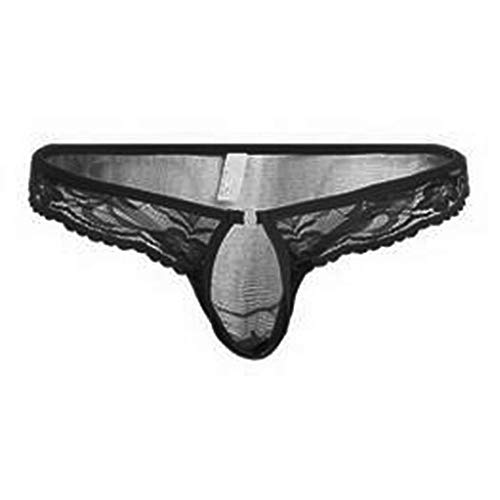 Mesh Underwäsche Männer Unterwäsche Briefs Blumenstrumpf-Spitze durchsichtiger Halbstoff Wäsche Damen Sexy (Black, One Size)