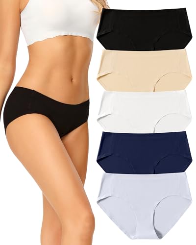 Nahtlose Slip Damen Mehrpack,Nahtlos Hipster Unterwäsche Frauen,Ohne Naht Unterhose Seamless,Microfaser No Show Panty SchlüPfer Unsichtbar,Brazilian Women Underwear Invisible HüFtslip, 5er Pack Set