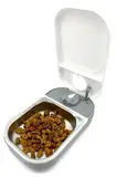 Closer Pets C100 Einzelmahlzeit-Timer-gesteuerter Futterautomat für Haustiere – Für Katzen und kleine Hunde Nass- oder Trockenfutter mit Edelstahlnapfeinsatz bis zu 400 g Weiß