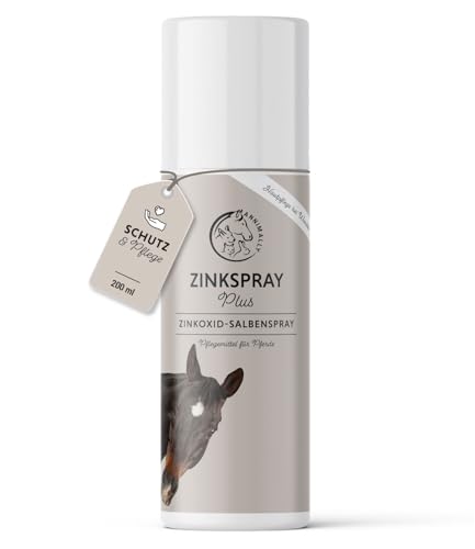 Annimally Zinkspray für Pferde 200ml - Atmungsaktive Wundabdeckung mit Zinkoxid, Lanolin & Allantoin um Abdecken von Wunden - Schutz vor Keimen & Pflege bei Ekzemen