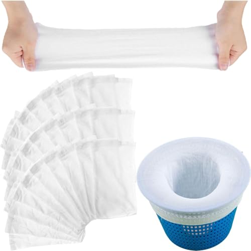 Wenrecu 30 PCS Pool Skimmer Socks, Schützen Sie Ihren Filter effektiv und einfach Skimmer Filter Netz Wiederverwendbar Schwimmbad Skimmer Filter Sieb Netz für Entfernt Schlacken,Blätter(Weiß)