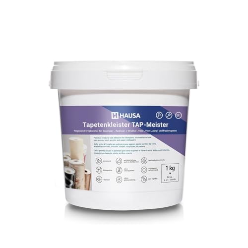 Hausa Fertigkleister TAP-Meister 1kg Kleber für Tapeten aller Art: Glasfaser-, Raufaser-, Struktur-, Vlies-, Vinyltapeten, hohe Anfangsklebkraft extra stark feuchtigkeitsbeständig Tapetenkleister