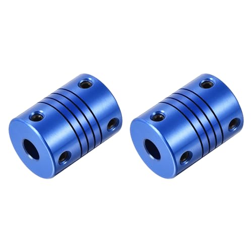 QUARKZMAN 2 Stück 6,35 mm auf 8 mm Aluminiumlegierung Wellenkupplung L25xD19 Flexibler Kuppler mit Schrauben für Encoder und Motoren, Blau