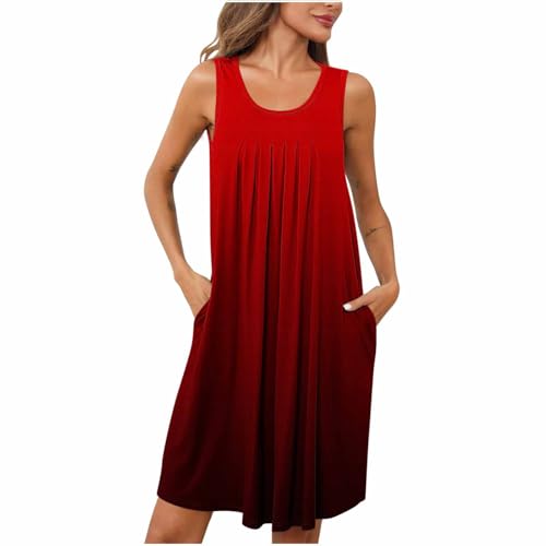 Sommerkleid Damen Elegant Schick, Strandkleid Gedruckter Gedruckter Taschenhändler, Sale Angebote Summer Dress Modisch Casual, Günstig Freizeitkleid Leicht Und Luftig, Cocktailkleid Weich Bequem