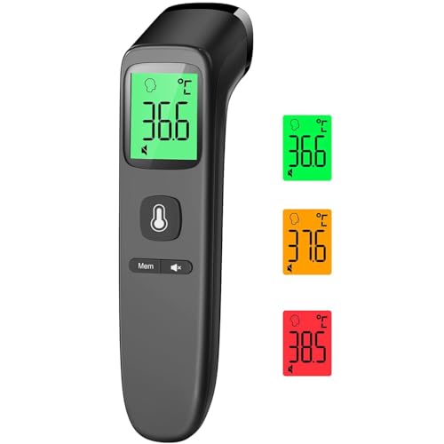 Fieberthermometer für Babys, Kinder und Erwachsene, Kontaktloses Stirnthermometer, Digitales Infrarot Thermometer mit sofortigen genauen Messwerten, (LCD-vollständig schwarz)