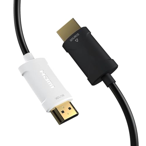 High-Speed 8K HDMI Glasfaserkabel 7.5m, 48Gbps 8K HDMI 2.1 Kabel mit AOC Unterstützung, 8K@60Hz, 4K@120Hz/144Hz, HDR, eARC, 3D, Dolby Atmos, HDCP 2.2&2.3, Kompatibel mit PS5, Xbox Series X, PC, TV