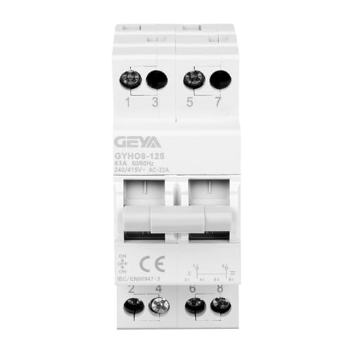 GEYA 2P 63A Dual Power Manual Transfer Switch 35mm Din Rail Mount Trennschalter 240VAC