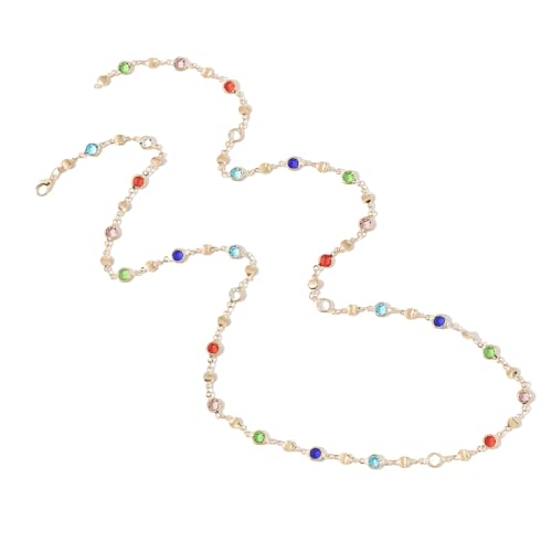 YHAILI Bunte Glashalskette für Damen, Metall-Schlüsselbeinkette, Partyschmuck, modischer Körperschmuck, Metallstruktur für jeden Anlass