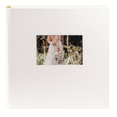 goldbuch 31485 Hochzeitsalbum mit Fensterausschnitt, Romeo, Fotoalbum zur Hochzeit, 30 x 31 cm, Album mit 100 weiße Seiten mit Pergamin-Trennblättern, Erinnerungsalbum mit Kunstleder, Weiß