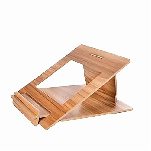 BCGT Laptopständer Holzregal, tragbarer Notebook-Stand, Desktop-Tablet-Kühlstelle Computermatte, angehobene Büroklammer, Lesegestell, Faltbarer Rahmen (Color : Teak)
