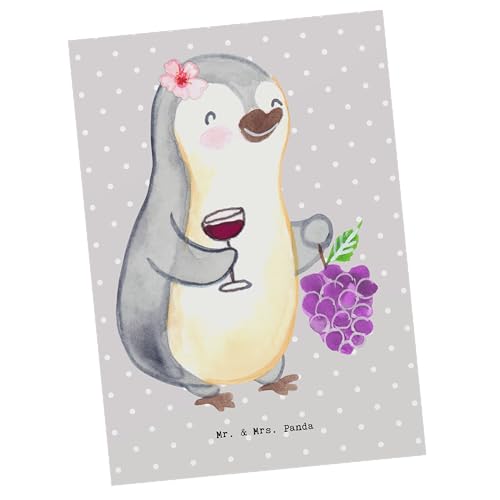 Mr. & Mrs. Panda Postkarte Weinhändlerin Herz - Geschenk, Rente, Dankeskarte, Beruf, Schenken, Einladungskarte, Ausbildung, Einladung
