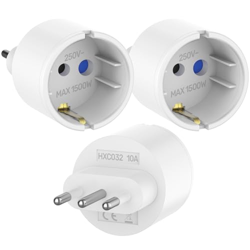 Adapter Italien Steckdose 3 Stück Reiseadapter Italia, Deutschland auf Italien Reisestecker Steckdosen Adapter