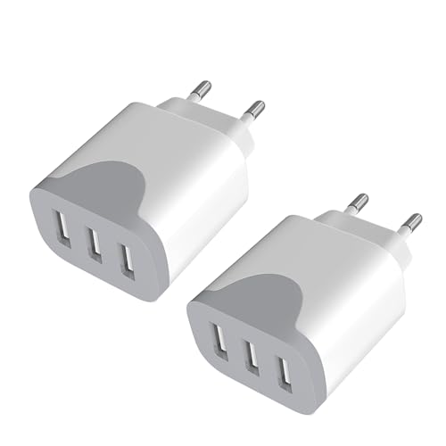 USB Ladegerät 2Pack, 3-Port Stecker 15W USBA Adapter 5V3A Mehrfach USB-Plug Steckdose,Netzstecker Netzteil Ladestecker Ladekabel Ladeadapter für iPhone 15/14/13/12/11, Samsung, Xiaomi,Tablets,Handys