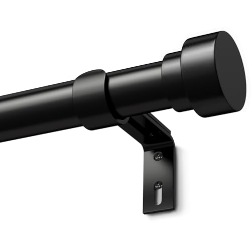 Schwarz Vorhangstange Ausziehbar Gardinenstange Curtain Rod Gardinenstangen für Fenster Outdoor (Schwarz Matt, 76 to 228 cm)