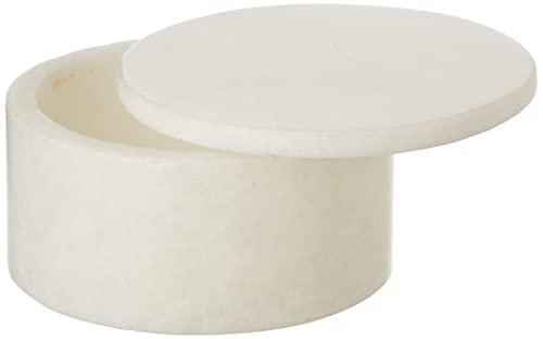 Queenza Salzkeller mit Deckel - Natur Weiß Marmor Handgemachte 7,6 cm Durchmesser Box - Gewürze Keeper Dekorative Boxen und Gewürztopf