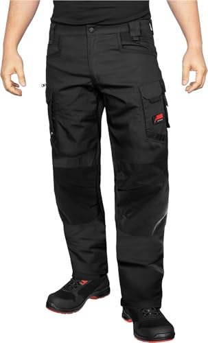ACE Constructor Herren-Arbeitshose lang - Männer-Arbeitshosen mit Stretch-Bund, Cargo- & Kniepolster-Taschen - Schwarz - 52