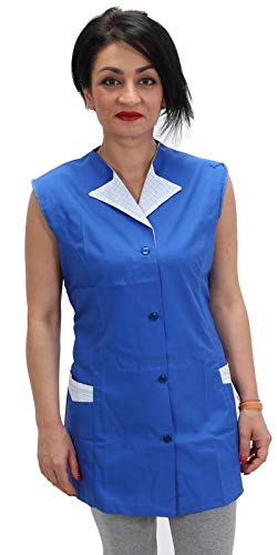 Arbeitskittel für Damen, Arbeitskittel für Arbeiter, Maestra, Reinigungsunternehmen, Schürze für Obst, Gastronomie, blau, M