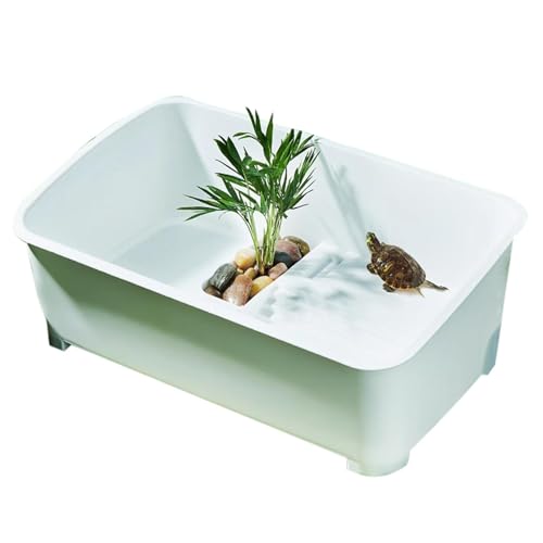 Schildkröten-Aquarium-Set, Schildkrötentank-Starter-Set, vertieftes Reptilien-Terrarium, optimales Lebensraum-Design, 360-Grad-Schattierung, 31,5 x 21 x 12,5 cm, für Wasserpflanzen