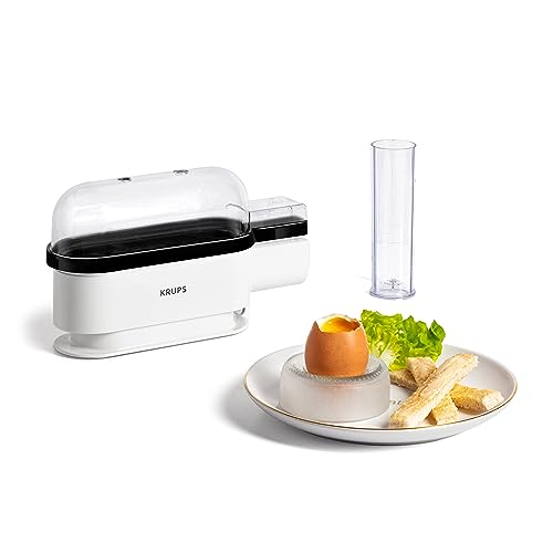 Krups Ovomat Trio Eierkocher, Für bis zu 3 Eier, Inkl. Wasser-Messbecher mit Eierstecher, Eierhalter, Signalton, EG234115, Weiß/Schwarz