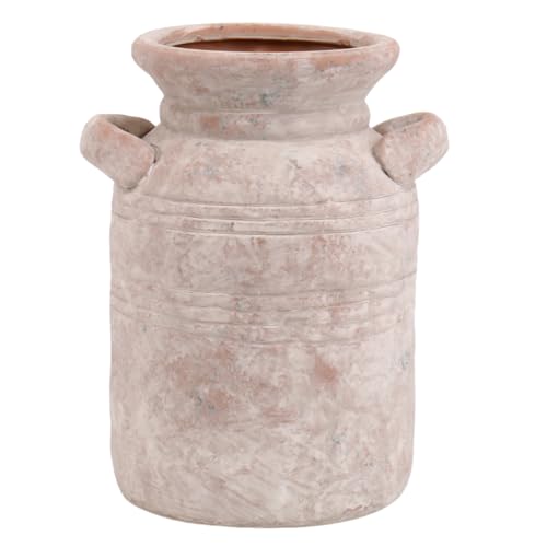 Rustikale Keramikvase, Vintage-Vase mit 2 Griffen, Boho-Keramikvasen für Bauernhausdekor, dekorative Blumenvasen für Heimdekoration, Tisch, Wohnzimmer, Regaldekor, 20 cm