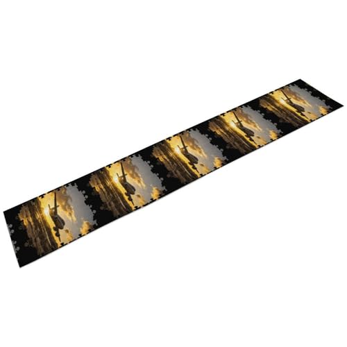 Tischläufer, moderner eleganter Tischläufer, Flugzeug, Puzzle, Kommode, Küche, Esstisch, Dekoration für Zuhause, Party, 34 x 183 cm
