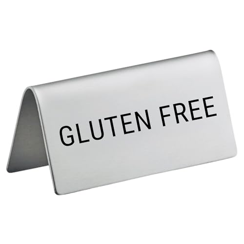 Glutenfreies Edelstahl-Tischzeltschild, 7,6 x 3,8 cm, Tischdekoration für Restaurants, Catering-Unternehmen, Geschäft. Ideal für Hochzeiten, Bankette, Buffets, Partys, Events. Zum Beschriften von