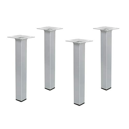 Amig Tischfüße 4er Set Ausführung Silber Eckig 25 x 25mm Höhe 250mm Möbelfüße Metall