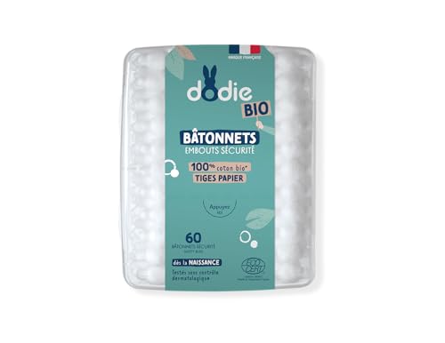 Dodie Wattestäbchen für Babys, Bio, ab der Geburt, 60 Stück