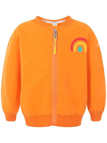 Fldy Jungen Mädchen Baseball College Jacke Kleinkind Baby Sweatjacke Freizeitjacke Schule Mantel Mit Reißverschluss Orange 86-92
