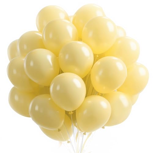 Luftballons Gelb,100 Stück Macaron Gelb Latex Helium Luftballons 12 Zoll mit Band,Party Luftballons für Jubiläen Hochzeit Geburtstag Bogen Dekoration