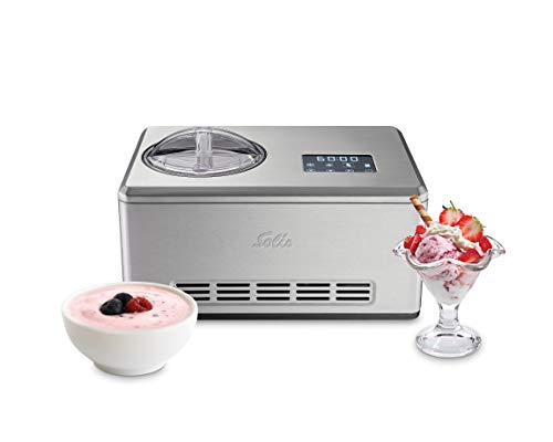 Solis Gelateria Pro Touch 8502 Eismaschine und Joghurtbereiter - Eismaschine mit Kompressor - Speiseeismaschine mit Eingebautes Kühlaggregat - Inkl. Rezeptbuch - Edelstahl
