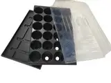 Quickpot Stabile Anzuchtsplatte mit 24 Pflanzlöchern + Untersetzer + Abdeckhaube Deckel Abdeckung Schutzhaube QP-24R