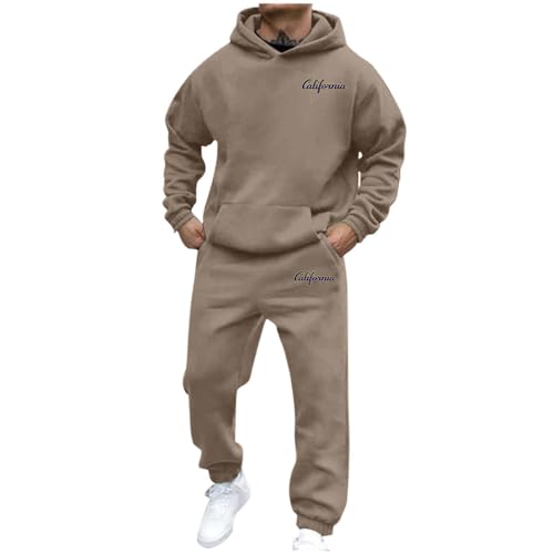 trainingsanzug herren, Jogginganzug Herren Warm Gefüttert Trainingsanzug 3D Logo Dick Sportanzug Einfarbig Hoodie Y2K Hip Hop mit Taschen Hausanzug Klassisch JogginganzugEinfachheit Tracksuit Set