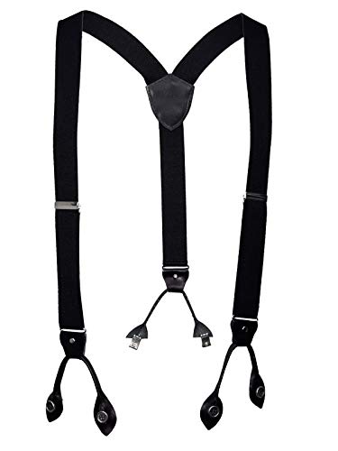 LLOYD 05 120 Hosenträger Leder Rückenteil und Roll-Clips, Schwarz, 35mm
